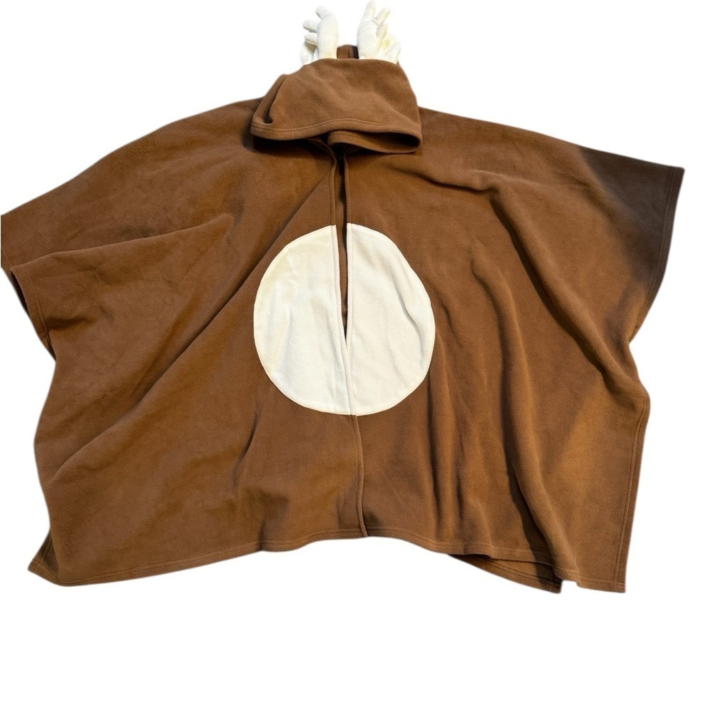 Fleece Tan Reindeer Cape Poncho with hooded antlers by Collectioneighteen -OS